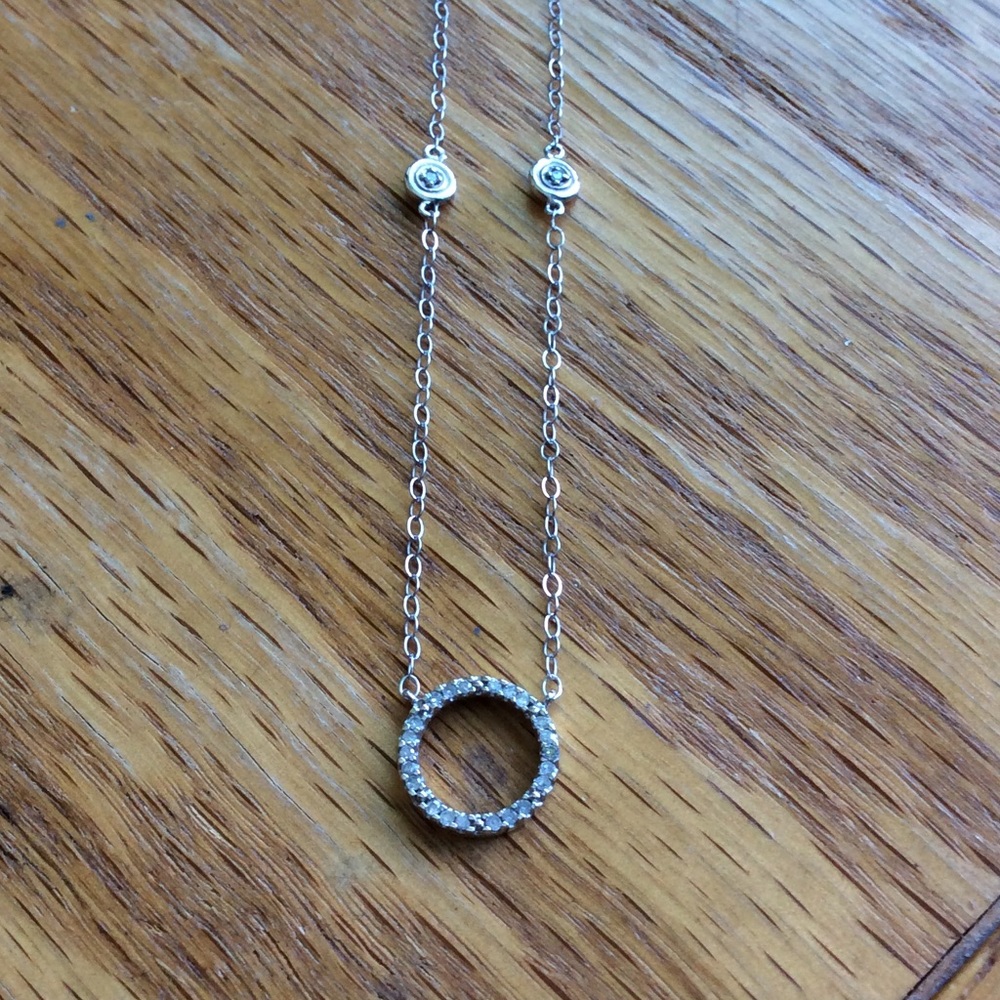 COPY - Small diamond circle necklace. 10k  W/G